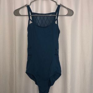 blue spaghetti strap leotard